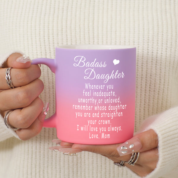1pc, Badass Daughter Coffee Mug For Daughter From Mom, 11oz Ceramic Coffee Cup
