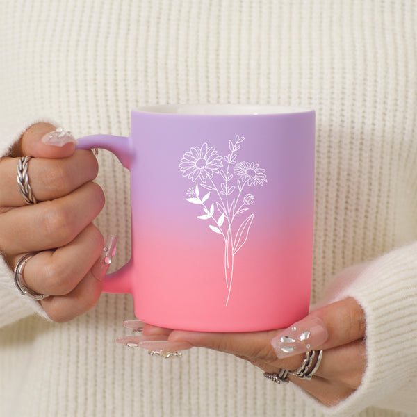 1pc,Sunset Glow Birth Month Flower Milk Coffee Mug, Ceramic Coffee Mug