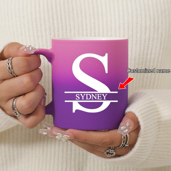 1pc 11oz/320ml Personalized Custom Letter, Before Sunset Milk Coffee Mug For Cafes, Ceramic Milk Coffee Mug