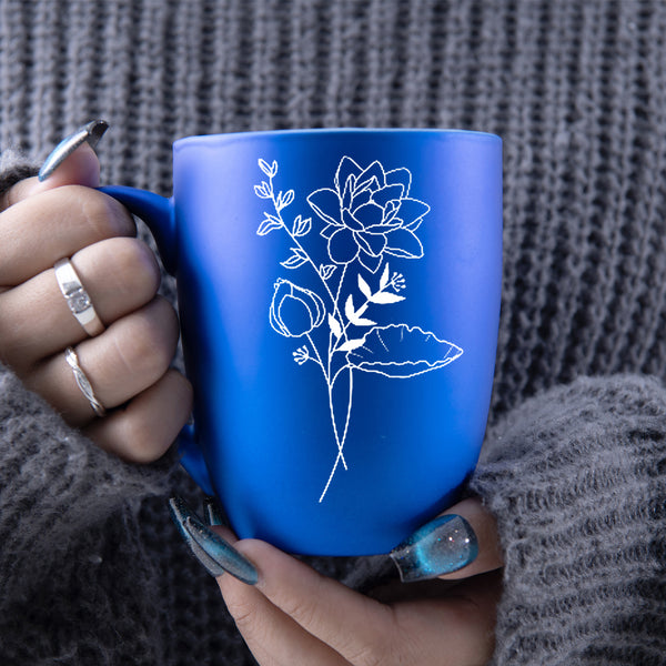 1pc, Blue Enchantress Birth Month Flower Coffee Mug